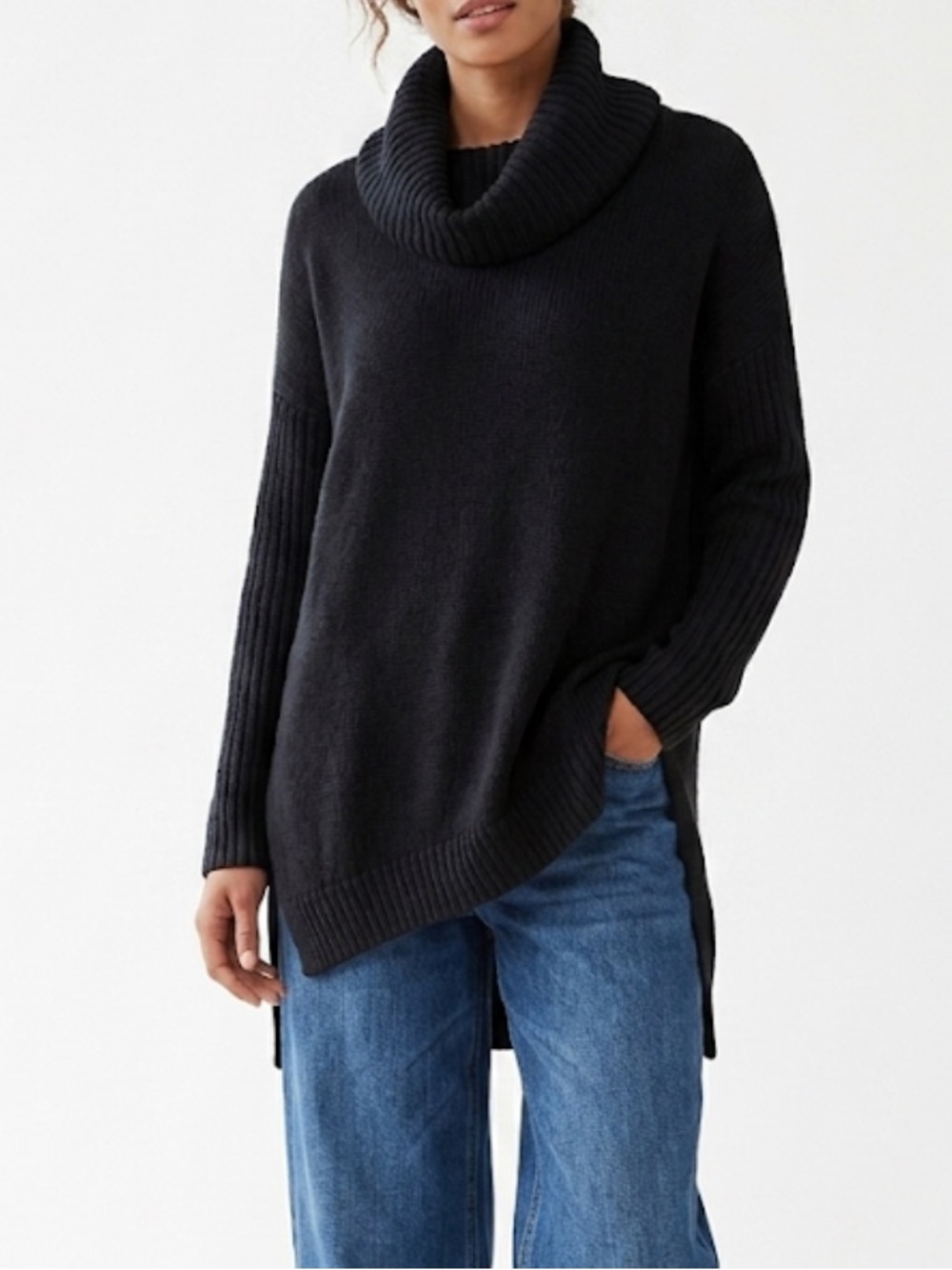 Ugg Black Turtleneck Tunic Sweater Size Large Cowl Neck